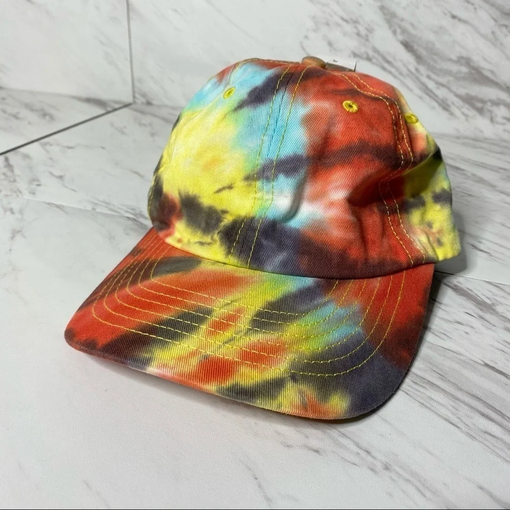 NEW Rainbow Tie Dye Vibrant Cotton Adjustable Festival Summer Baseball Cap